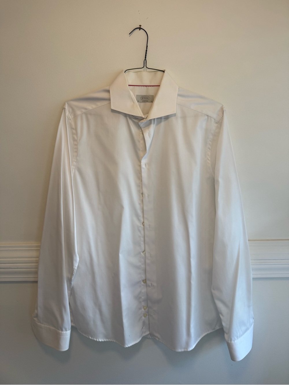 Eton White Men's Dress Shirt - Spread Collar, Super Slim, Button Front
